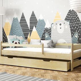 Detská posteľ z masívu borovice FILÍPOK - 200x90 cm - prírodná borovica