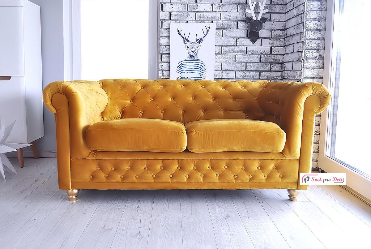 Sedačka Chesterfield vo farbe GOLD