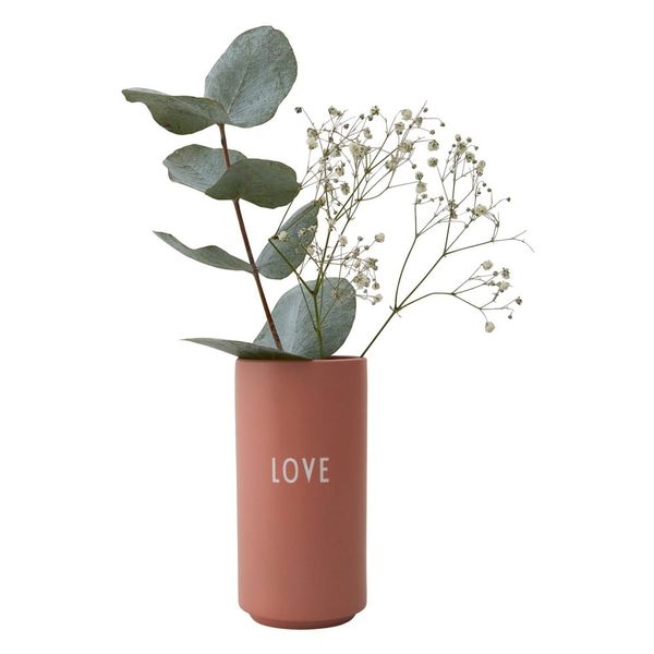 Ružová porcelánová váza Design Letters Love, výška 11 cm