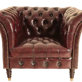 Pohovka jednomiestna Chesterfield Bath z pravej hovädzej kože New Red - New Red