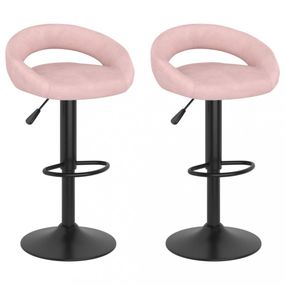 Barová stolička 2 ks zamat / kov Dekorhome Ružová