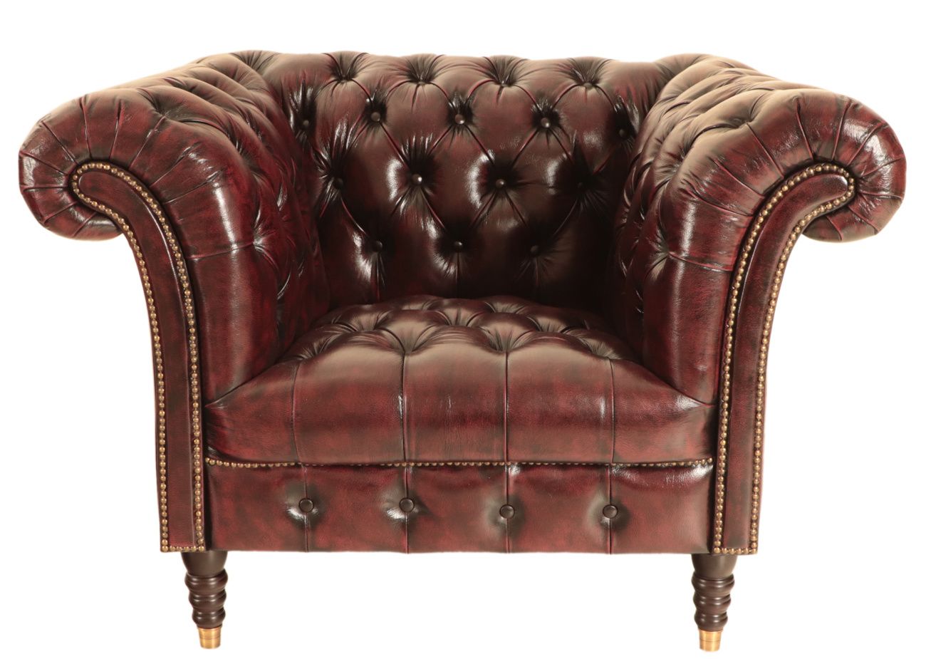 Pohovka jednomiestna Chesterfield Bath z pravej hovädzej kože New Red - New Red