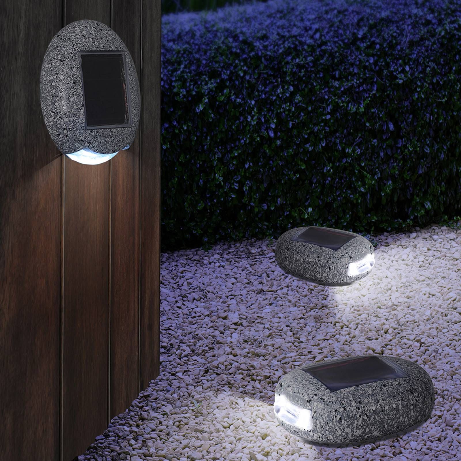 Globo Dizajn kameňa – vonkajšie svietidlo Talvi Solar, plast, 0.06W, P: 8.5 cm, L: 6.5 cm, K: 2.5cm