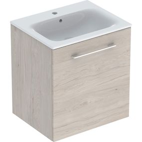 Geberit Selnova Square - Umývadlová skrinka 635x588x480 mm, s umývadlom, 1 dvierka, svetlý orech hickory 501.255.00.1