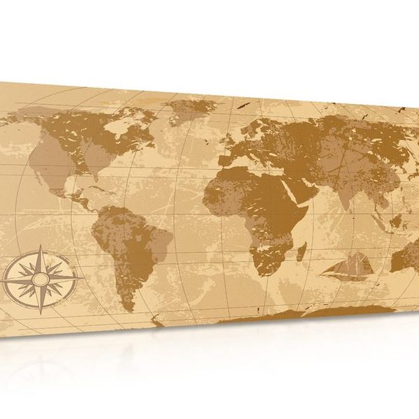 Obraz na korku rustikálna mapa sveta - 120x60  wooden