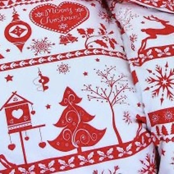 Obliečky bavlnené Vianočné obliečky Christmas červené TiaHome - 1x Vankúš 90x70cm, 1x Paplón 140x200cm