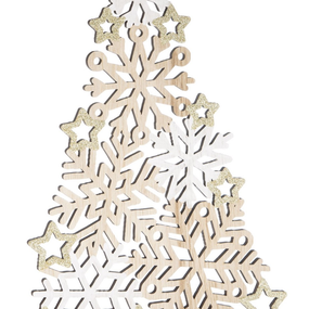 Vianočné dekorácie Stromček z vločiek 24 cm, drevený