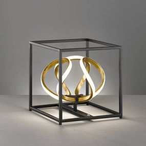 FISCHER & HONSEL Stolná LED lampa Gesa v čiernej a zlatej, Obývacia izba / jedáleň, kov, 17W, P: 26 cm, L: 26 cm, K: 27cm