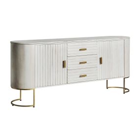 Estila Art deco glamour biely príborník Sedge s tromi zásuvkami a dvierkami so zlatým zdobením 200cm