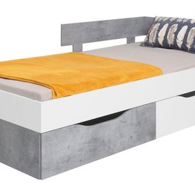 Detská posteľ omega 90x200cm s úložným priestorom - biela/betón