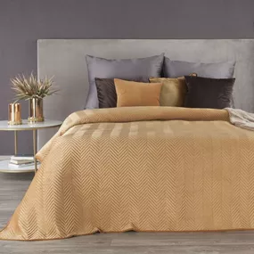 DomTextilu Hnedý zamatový prehoz na posteľ s geometrickým prešívaním Šírka: 220 cm | Dĺžka: 240 cm 28386-209350