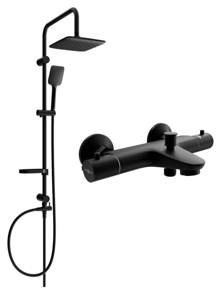 MEXEN/S - Sven sprchový stĺp vrátane vaňovej termostatickej batérie Nox, čierna 77350262-70