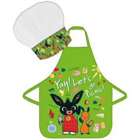 BrandMac · Detská zástera s kuchárskou čiapkou Zajačik Bing - motív Let's Go Picnic! - 2 diely