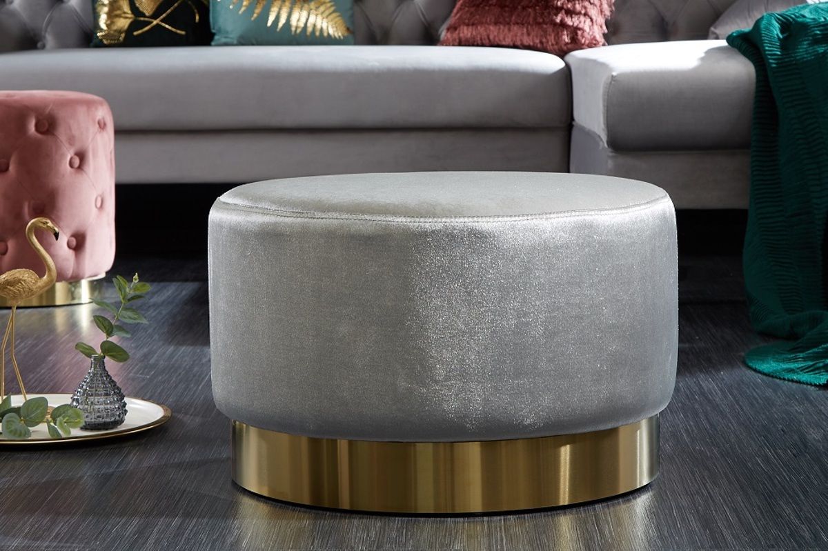 LuxD Dizajnová taburetka Rococo 55 cm sivá / zlatá