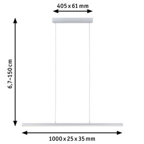 Paulmann Lento LED svietidlo ZigBee CCT dim chróm, Obývacia izba / jedáleň, hliník, plast, 13.5W, P: 100 cm, L: 3.5 cm, K: 2.5cm