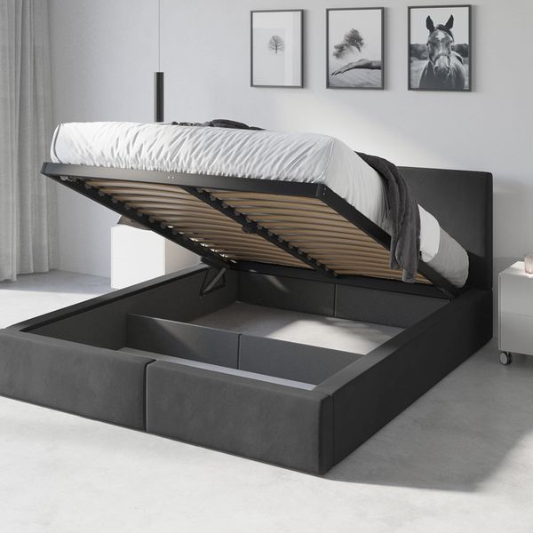 Čalúnená posteľ (výklopná) HILTON 160x200cm GRAFITOVÁ