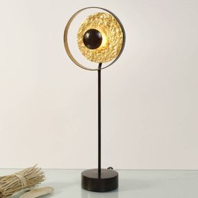 Holländer Stolná lampa Satellite zlato-hnedá, výška 42 cm, Obývacia izba / jedáleň, železo, G4, 20W, L: 14 cm, K: 42cm