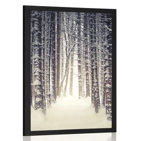 Plagát les zahalený snehom - 30x45 black