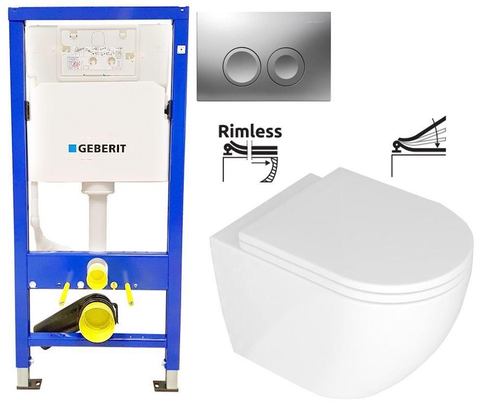 GEBERIT DuofixBasic s matným tlačidlom DELTA21 + WC REA Carlo Mini Basic Rimlesss + SEDADLO 458.103.00.1 21MA CB1