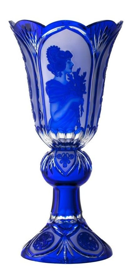 Krištáľová váza Mucha, farba modrá, výška 505 mm