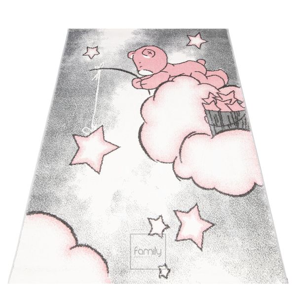 DomTextilu Sivo ružový koberec do detskej izby pre dievčatko macík 42019-197394
