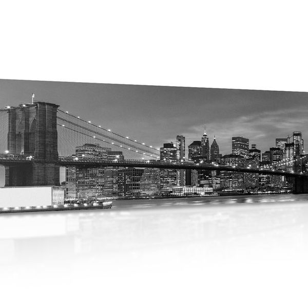 Obraz očarujúci most v Brooklyne v čiernobielom prevedení - 150x50