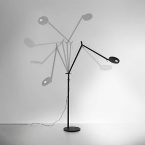 Artemide Demetra Reading stojaca LED 927 sivá, Obývacia izba / jedáleň, hliník, plast, oceľ, 8W, K: 155cm