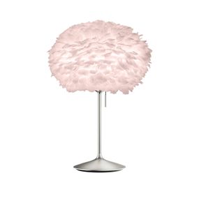 UMAGE Eos medium stolová lampa ružová/brúsená oceľ, Obývacia izba / jedáleň, husacie perie, papier, hliník, oceľ, plast, E27, 15W, K: 72cm