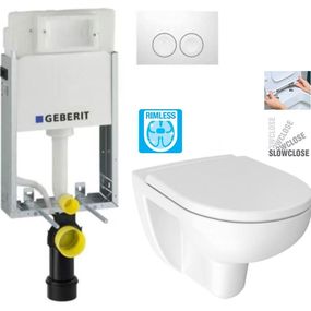 GEBERIT KOMBIFIXBasic vr. bieleho tlačidla DELTA 21 + WC JIKA LYRA PLUS RIMLESS + SEDADLO duraplastu SLOWCLOSE 110.100.00.1 21BI LY2