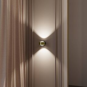 Top Light Puk! 120 Wall LED svetlá číre mosadz/čierna, Obývacia izba / jedáleň, hliníkový zinok, sklo, 10W, L: 12 cm