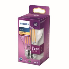 Philips 8718699763015 LED žiarovka 1x10,5W | E27 | 1521lm | 2700K - teplá biela, číra, EyeComfort