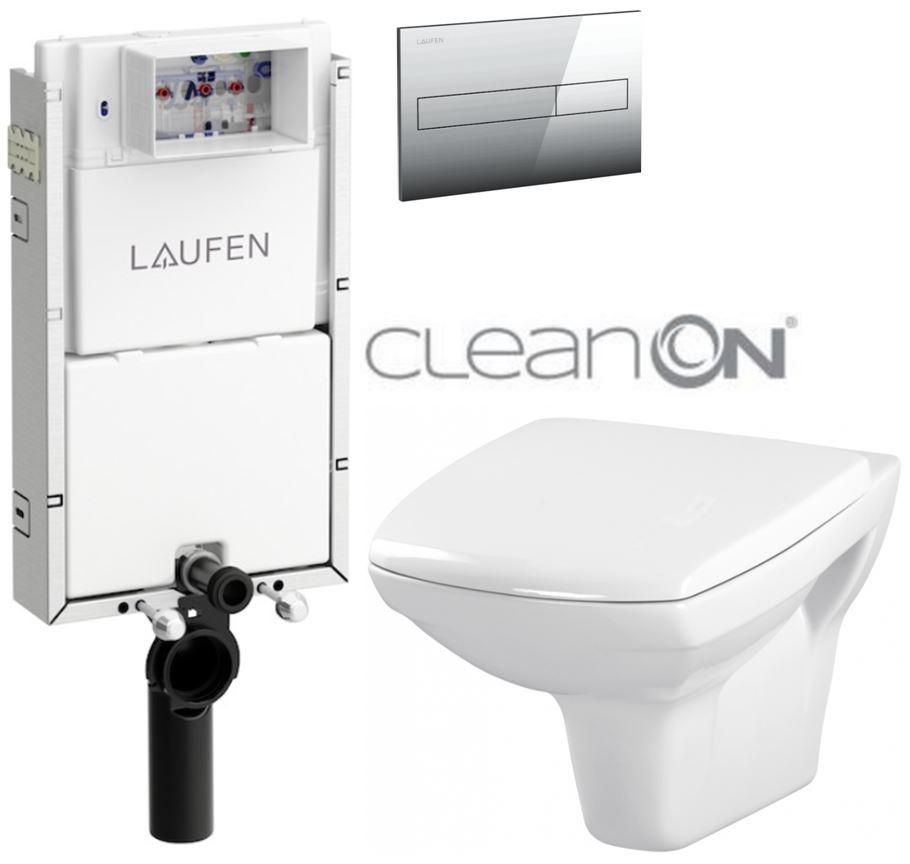 LAUFEN Podomít. systém LIS TW1 SET s chrómovým tlačidlom + WC CERSANIT CLEANON CARINA + SEDADLO H8946630000001CR CA1