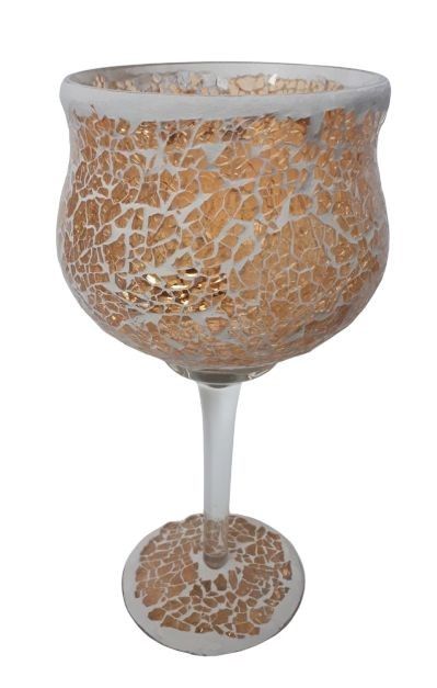 Champagne sklenený svietnik na nohe Mosaik - Ø 11 * 25 cm