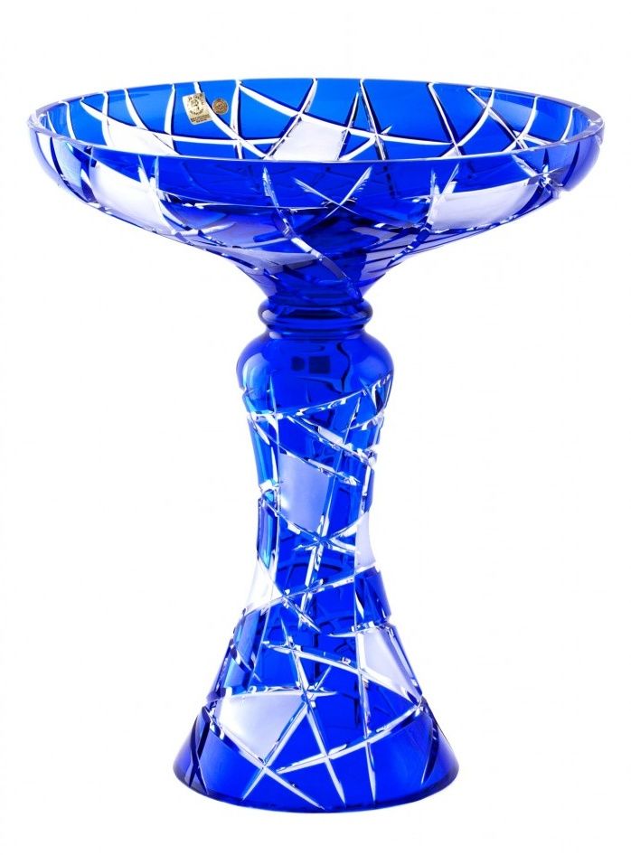 Krištáľová váza Mars, farba modrá, výška 370 mm