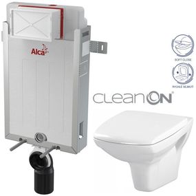 ALCADRAIN Renovmodul - predstenový inštalačný systém bez tlačidla + WC CERSANIT CLEANON CARINA + SEDADLO AM115/1000 X CA2