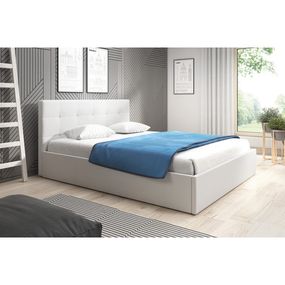 Čalúnená posteľ LAURA rozmer 180x200 cm Biela eko-koža