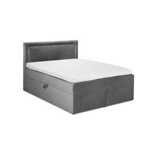 Sivá zamatová dvojlôžková posteľ Mazzini Beds Yucca, 200 x 200 cm