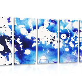 5-dielny obraz modrý akvarel v abstraktnom prevedení