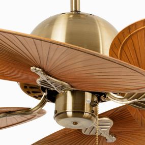 FARO BARCELONA Stropný ventilátor Cuba L, 4-lopatkový staro-zlatá, Obývacia izba / jedáleň, ABS, oceľ, K: 51cm