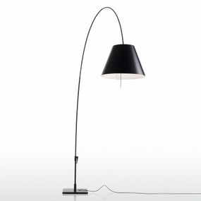 Luceplan Lady Costanza stojaca lampa D13E i čierna, Obývacia izba / jedáleň, hliník, polykarbonát, E27, 105W, K: 250cm