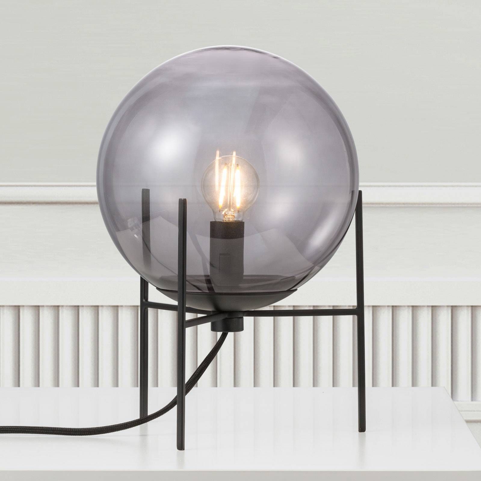 Nordlux Stolná lampa Alton dymové sivé sklenené tienidlo, Obývacia izba / jedáleň, sklo, kov, E14, 15W, K: 29cm