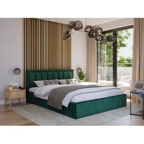 Čalúnená posteľ MOON rozmer 140x200 cm Tmavozelená