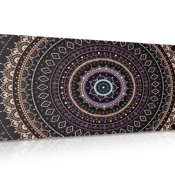 Obraz Mandala so vzorom slnka vo fialových odtieňoch - 120x60