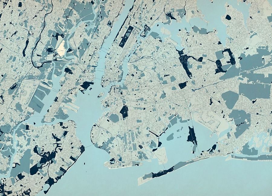 New York - farebná mapa - fototapeta FX3353