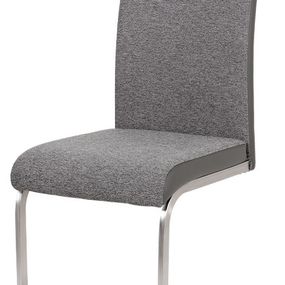 AUTRONIC Jedálenská stolička látka sivá + koženka sivá / brúsený nerez HC-921 GREY2