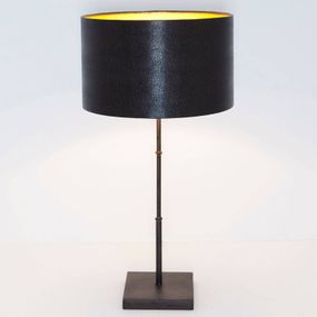 Holländer Stolná lampa Bambus, hnedo-čierna, zlatá, Obývacia izba / jedáleň, železo, bavlna, plast, E27, 60W, K: 60cm