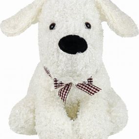 Zarážka do dverí CALM DOG 23 cm - Psík s mašľou - biely