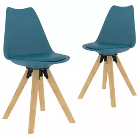 Jedálenská stolička 2 ks plast / umelá koža / buk Dekorhome Modrá