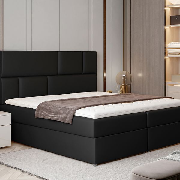 Čalúnená manželská posteľ s úložným priestorom Ferine 165 - čierna (Soft 11)