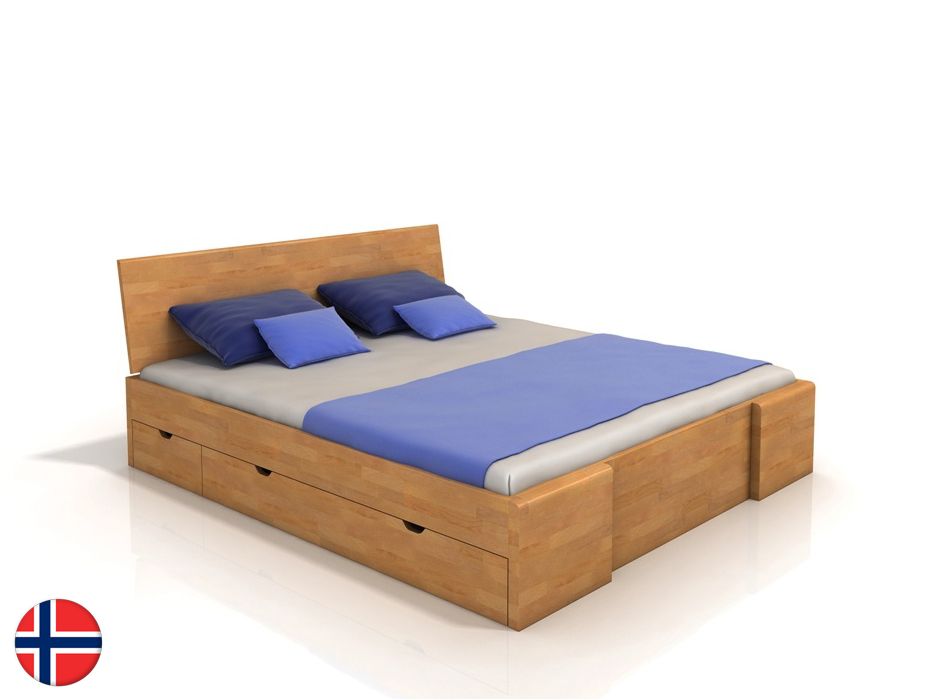Manželská posteľ 160 cm Naturlig Blomst High Drawers (buk) (s roštom)